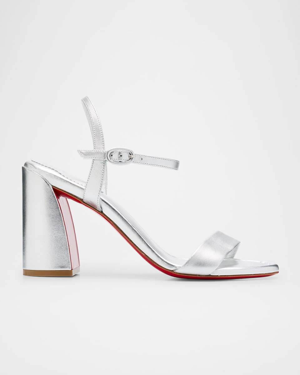 Miss Jane Metallic Red Sole Ankle-Strap Sandals